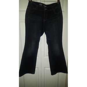 Worn once, lightly flared plus size denim jeans